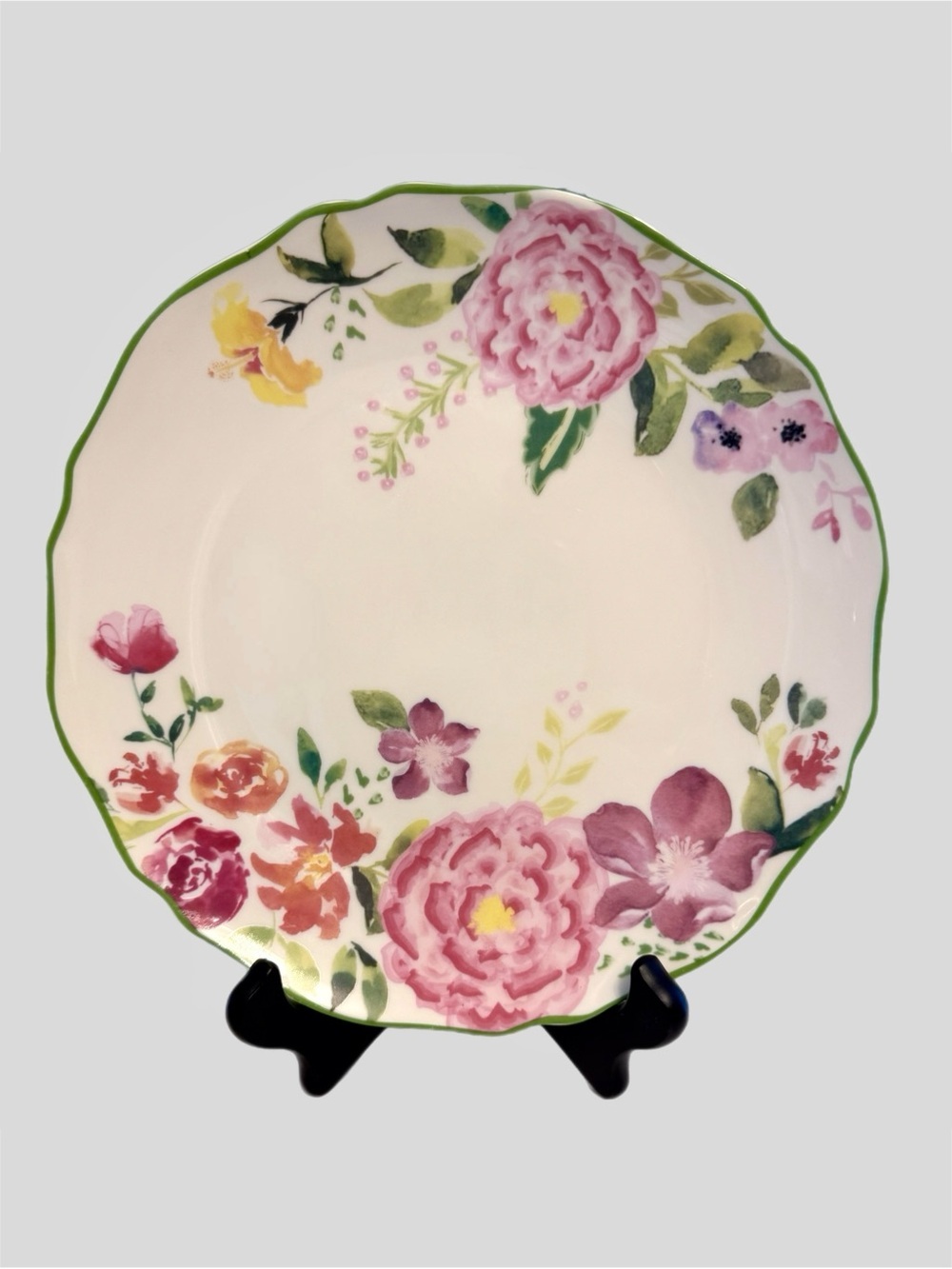 Ashland Home Ceramic Garden Floral Salad Dessert Plate Classic Summer Design 8.5